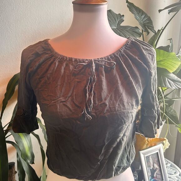 3 FOR $20 Zoe & Rose Green Boho Peasant Shirt Size Large - Picture 10 of 10